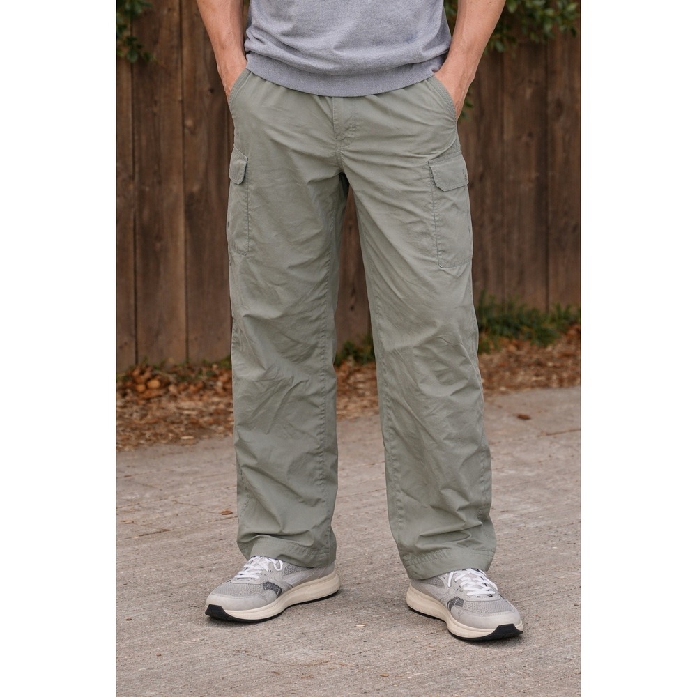 Vintage Jff Wind Breaker Pants Cargo Grey XL Zipper Gray Lined Y2K Grunge Skater